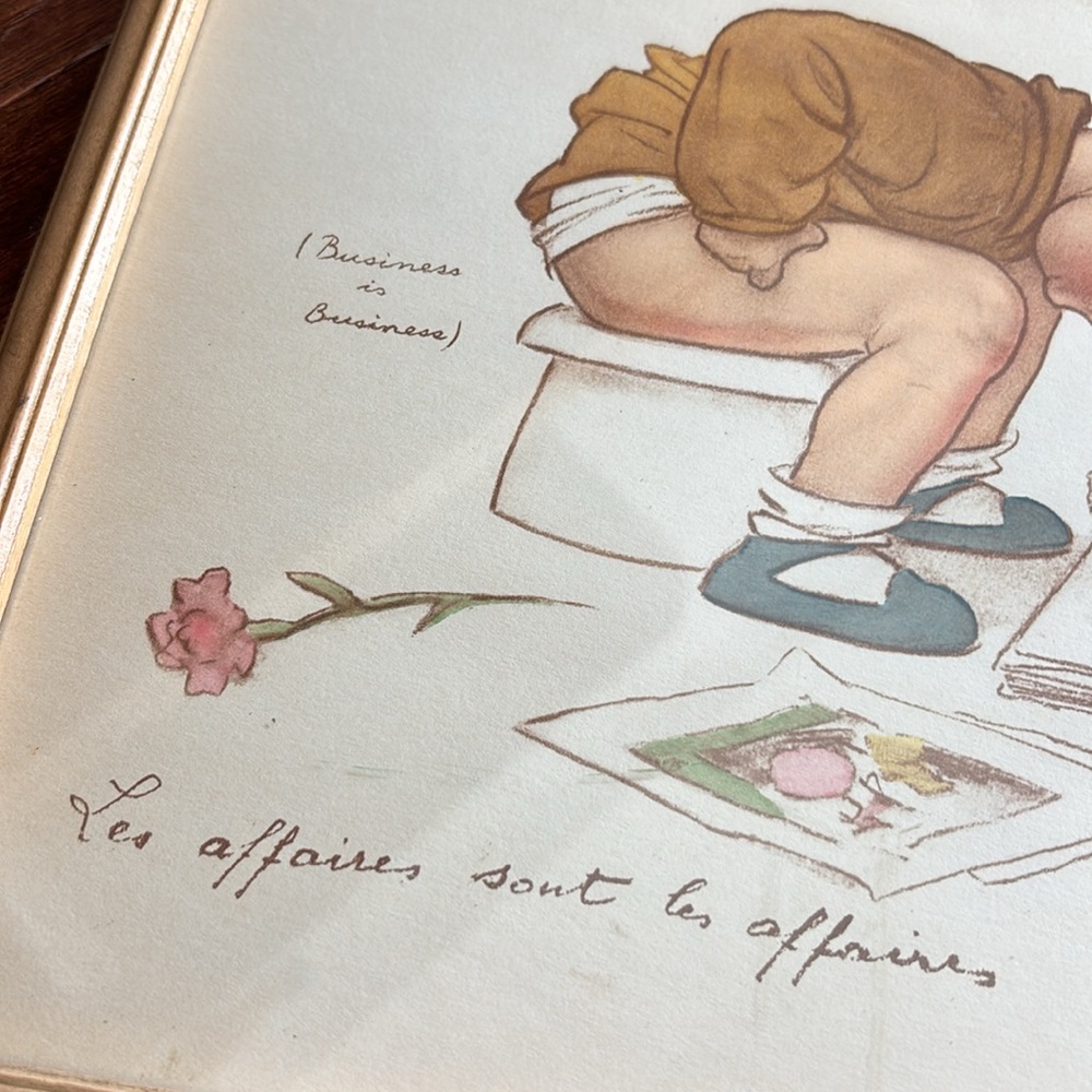 Vintage 1931 “LES AFFAIRES SONT LES AFFAIRES" Print BY CAMILLA'S in Wood Frame - Picture 3 of 5